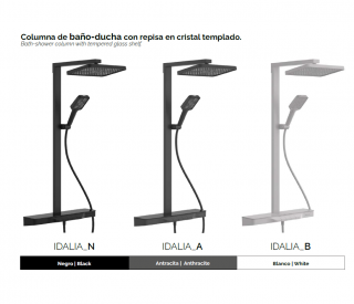 COLUMNA DE BAÑO – DUCHA CON REPISA EN CRISTAL TEMPLADO DUPLACH