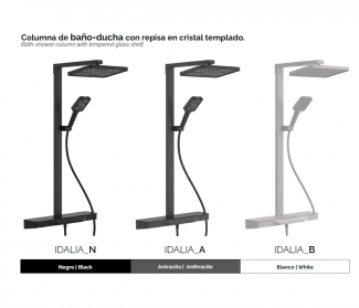 COLUMNA MODELO IDALIA DE BAÑO – DUCHA CON REPISA EN CRISTAL TEMPLADO DUPLACH
