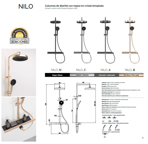 COLUMNA MODELO NILO DE BAÑO – DUCHA CON REPISA  DUPLACH