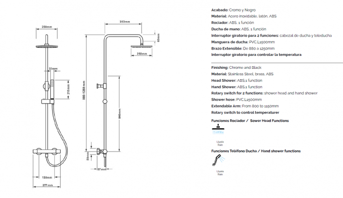 COLUMNA MODELO ODER DE BAÑO – DUCHA TERMOSTATICA RENDONDA DUPLACH