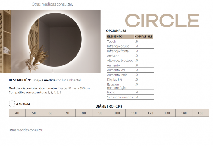 GENEXIA ESPEJO SERIE CIRCLE  EN STOCK
