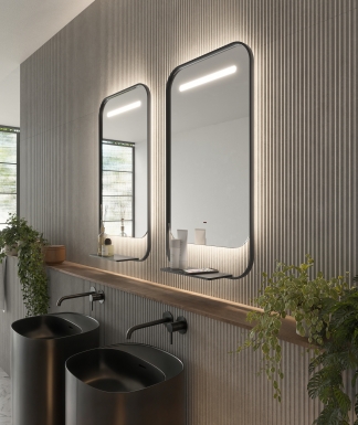 ESPEJO DE BAÑO CON LUZ LED CON REPISA Y CARGADOR PARA MOVIL LEDIMEX EN STOCK