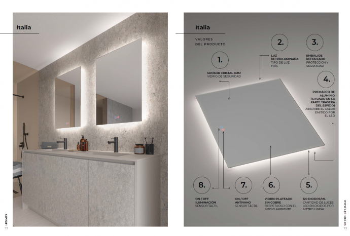 ESPEJO DE BAÑO CON LUZ LED ITALIA LEDIMEX EN STOCK