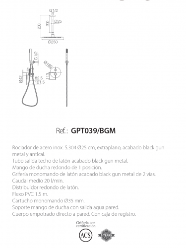 conjunto de ducha IMEX

ducha empotrada IMEX

grifería de ducha black gun metal

conjunto de ducha monomando empotrado

ducha empotrada de latón