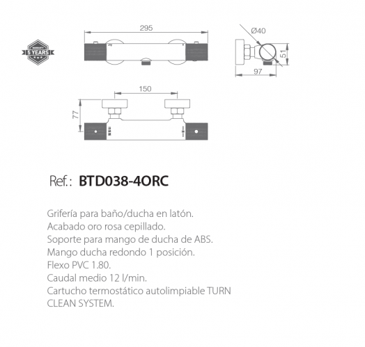 grifería termostática baño-ducha oro rosa cepillado Serie Line IMEX

grifería de baño y ducha con control preciso de temperatura

grifo de ducha termostático con cartucho TURN CLEAN SYSTEM

conjunto de grifería moderna y elegante para baño

grifería premium de baño y ducha con flexo PVC

grifería de baño oro rosa duradera y de alta calidad