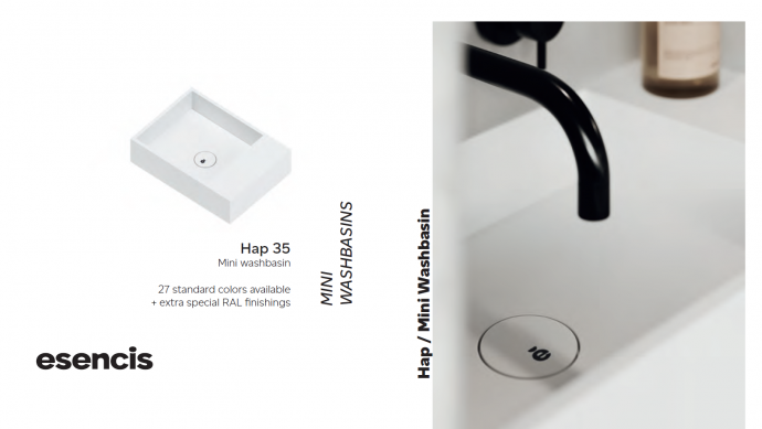 Lavabo modelo Supedido HAP Mini de Resiblock

lavabo Supedido HAP 35 para baños pequeños

lavabo compacto y moderno de Resiblock

lavabo sobre encimera Solid Resiblock

lavabo elegante y funcional para baño

lavabo moderno de alta durabilidad