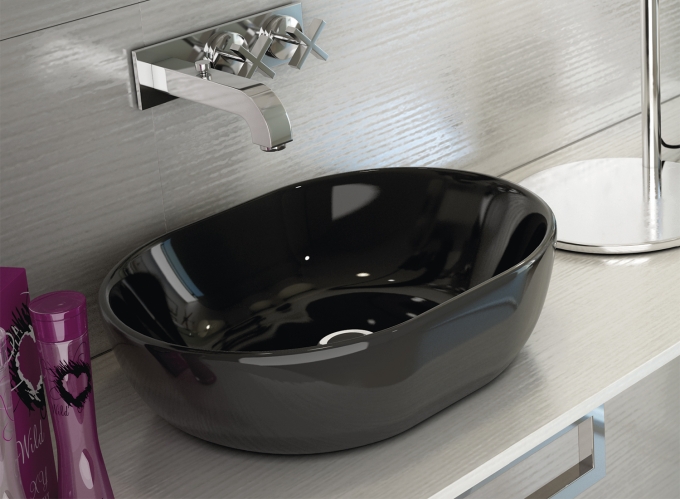 lavabo negro sobre encimera

lavabo de porcelana negro

lavabo moderno para baño

lavabo Mónaco Art&Bath

lavabo de diseño contemporáneo