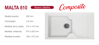 FREGADERO MODELO MALTA 810 SOBRE ENCIMERA SOLFLESS EN STOCK