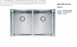 FREGADERO BAJO ENCIMERA FRANKE DOS CUBETAS BOX BXX-120 34-34